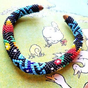 Artisan Beaded Leather Native American Bracelet